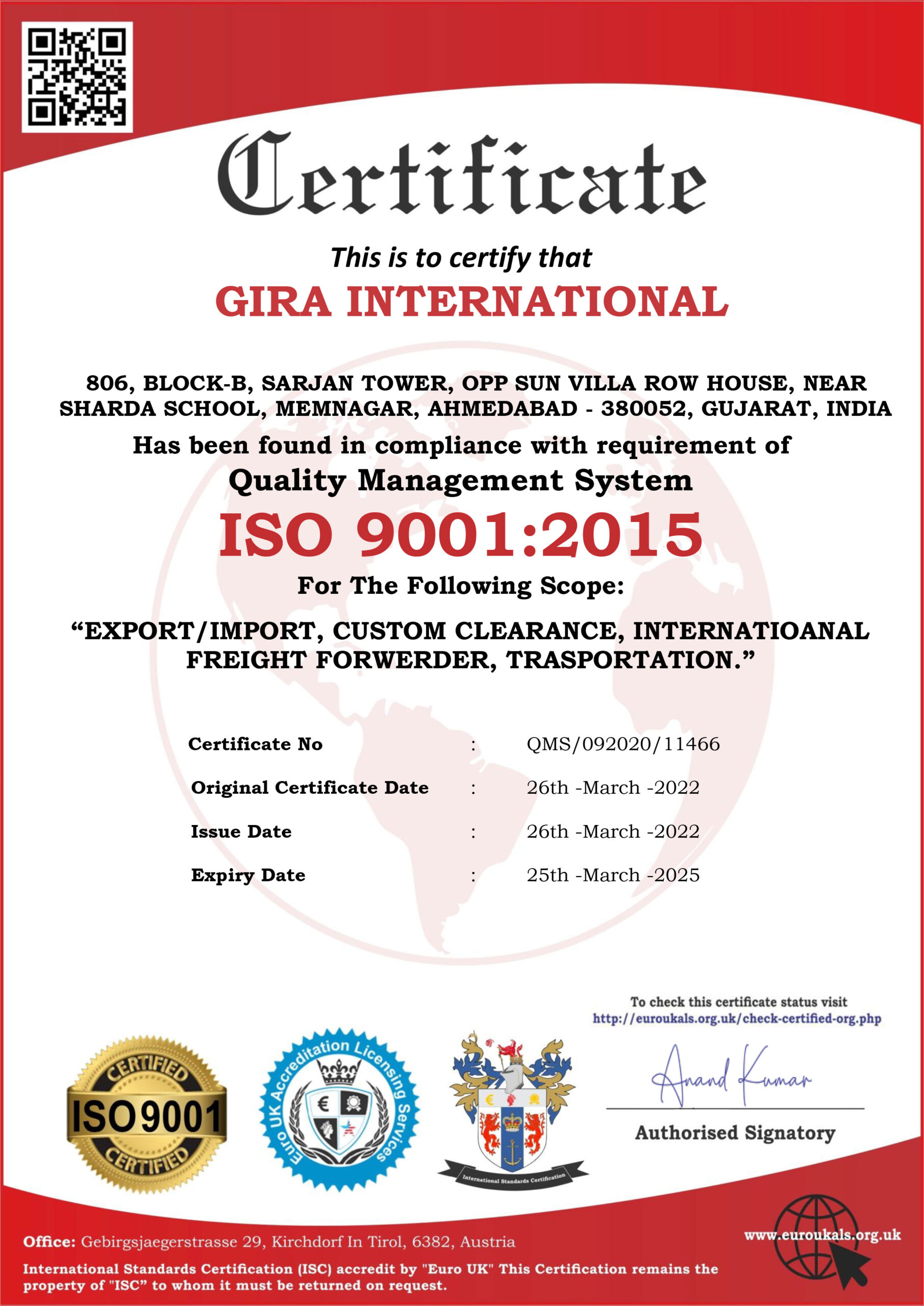 International Standards Certification